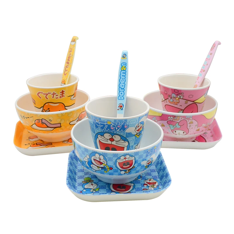 4 шт./компл. Детские Мультяшные меламиновые миски ложка чашки пластины для детей