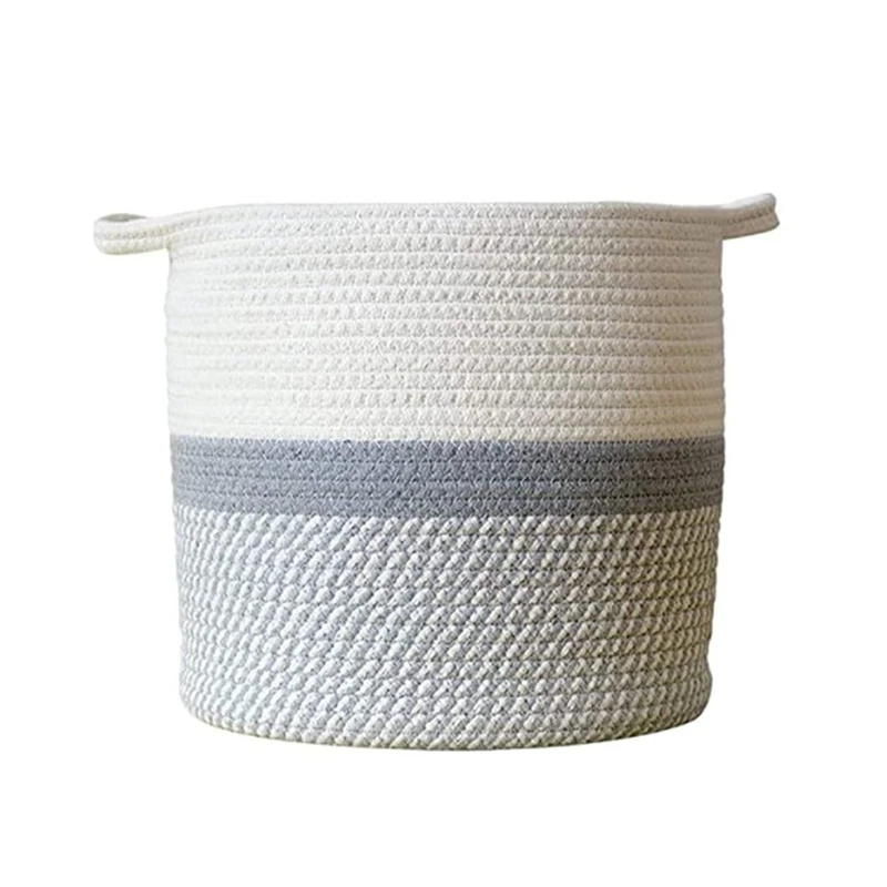 

Large Woven Rope Plant Basket Storage Cotton Rope Plant Baskets for Indoor Planters Decor, Laundry Toy Snack Storage