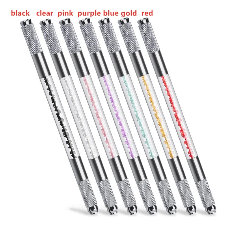 10 шт. мануального татуажа бровей ручки на плоской подошве и круглым иглы Лезвия