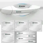 8 шт. прозрачная наклейка на дверную ручку автомобиля, декоративная Защитная пленка для Skodas Octavia Fabia Rapid Yeti Kodiaq, значок для стайлинга автомобиля