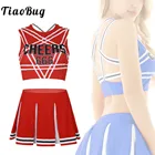 Горячий костюм для чарлидинга, женское нижнее белье для девушек, укороченный топ с мини плиссированной юбкой, униформа