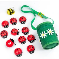 wooden counting beetle montessori math toy 0 10 numbers learning to count beetle ladybug felt backpack educational toy for kids