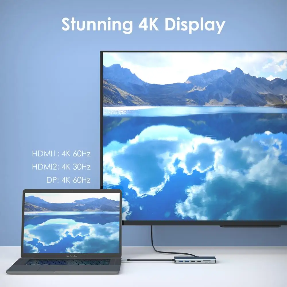 Wavlink USB-C док-станция с тройным дисплеем USB C HUB 4K 60Hz Type к HDMI DP RJ45 USB3.0 адаптер для
