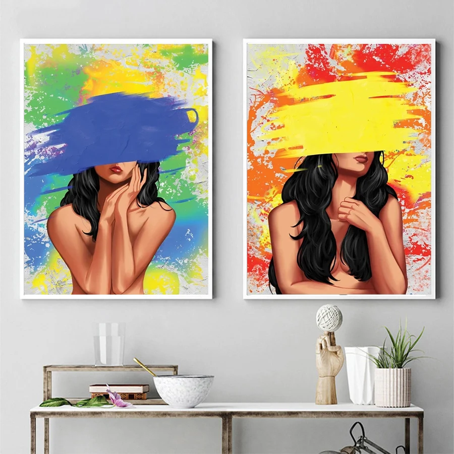 

Fashion Girl Posters and Prints Graffiti Art Painting Woman Figure Wall Paintings Canvas Modern Room Decor Prints Frameless