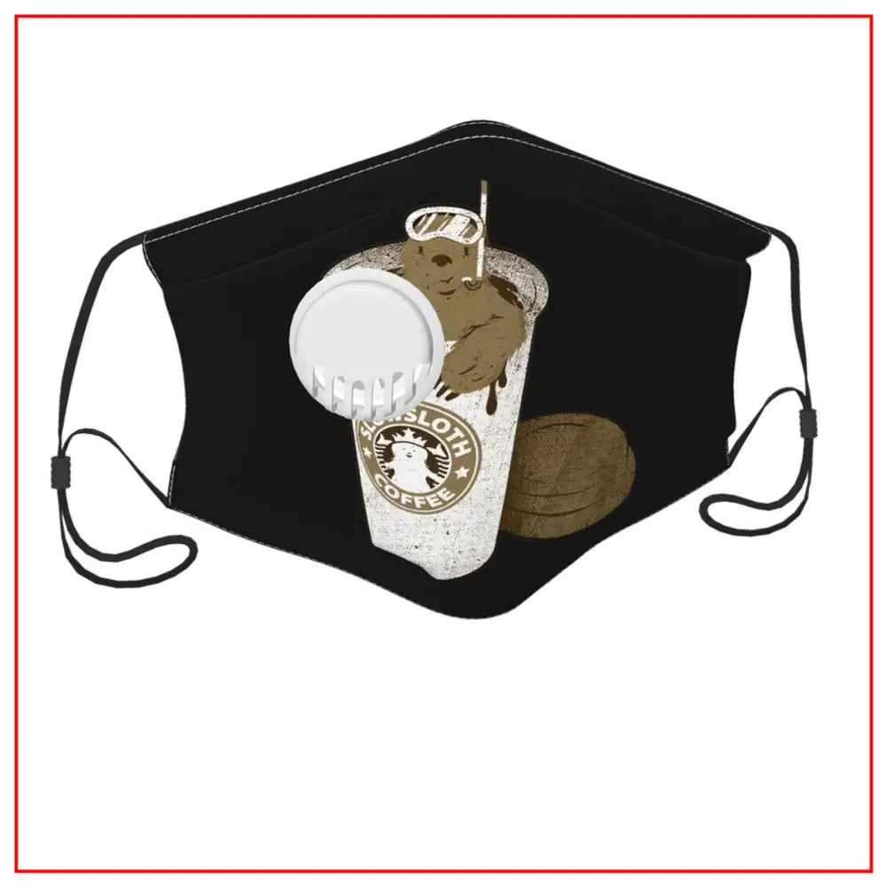 

Kids Men Women face mask SLOWSLOTH COFFEE DIVE Reusable Breathable Custom Motorcycle Black Reusable Washable face mask designer