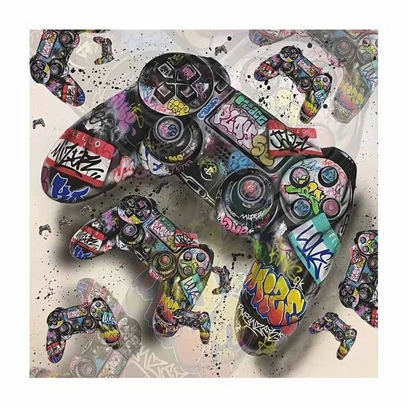

Graffiti Art Gamepad Canvas Art Posters and Print Abstract Game Handle Canvas Paintings on The Wall for Kid's Room Decor Picture