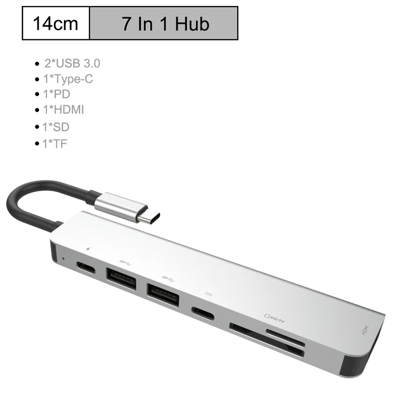 Мульти USB C концентратор для 3 0 HDMI 4 K/SD/TF кардридер/зарядка PD аудио/RJ45 адаптер MacBook Pro