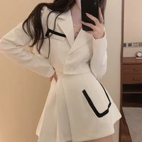 two 2 piece suits set women tops skirt black white skirts long sleeve elegant dress suit sexy party bodycon dress vintage gothic