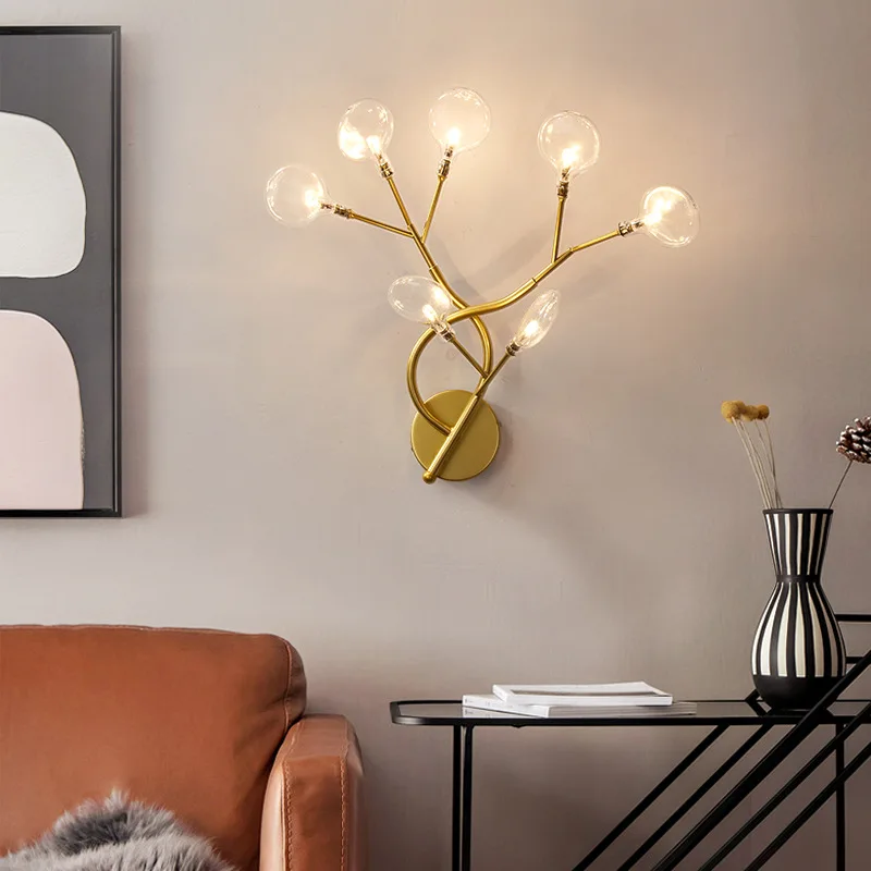 Современная простая светодиодная железная настенная лампа в виде светлячков