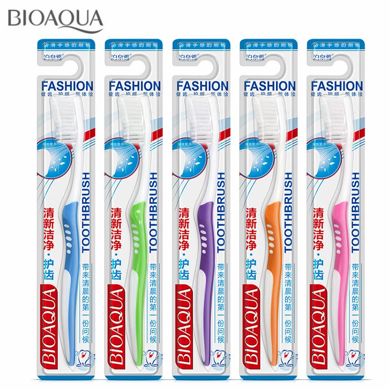 

BIOAQUA 1pc Double Ultra Soft Toothbrush Set Bamboo Charcoal Oral Cleaning Care Antibacterial Nano Tooth Brush White Heads