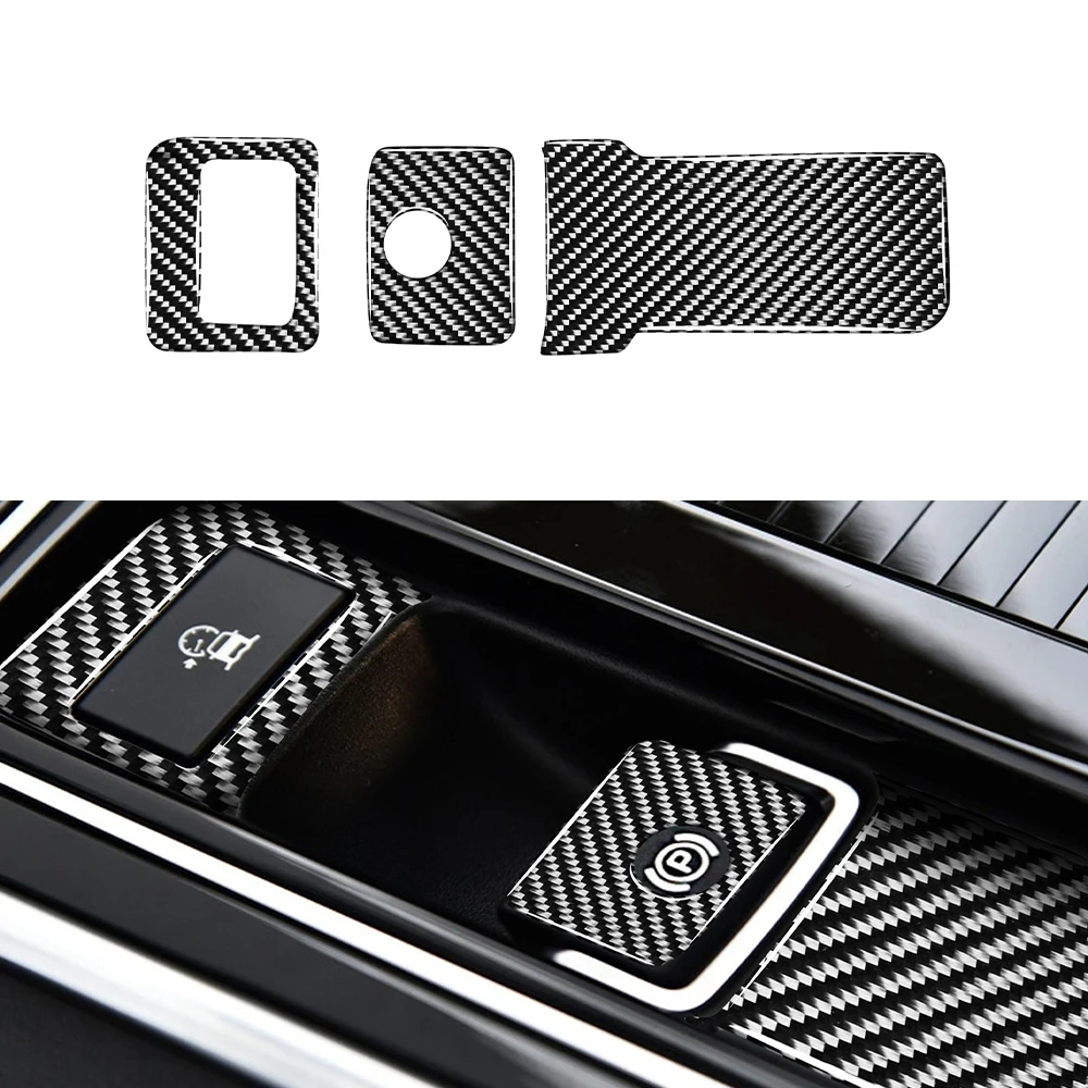 

Car Electronic Handbrake Panel Decoration Cover Trim Decal for Jaguar F-PACE X761 2016-2020 Interior Accessories Carbon Fiber