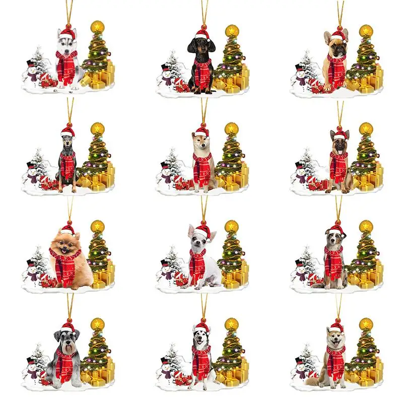 

Деревянная собака, Симпатичные подвесные украшения в виде рождественской елки, деревянные поделки «сделай сам», детские подарки