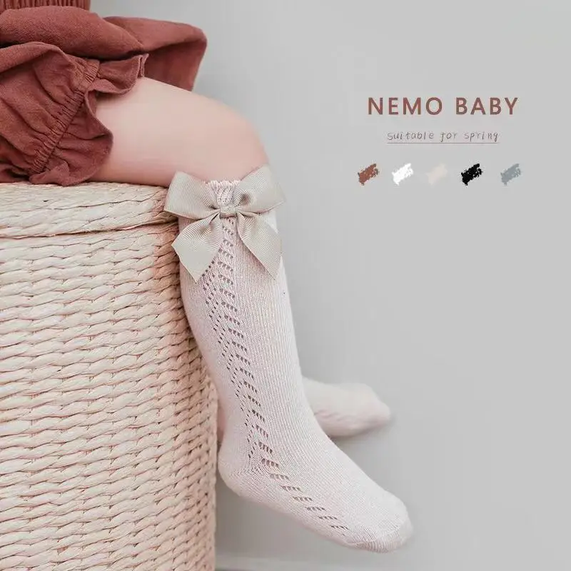 

3 пары/Лот Новые носки для маленьких девочек длинные носки детские до колен мягкие хлопковые носки для новорожденных в стиле "Лолита" с банто...