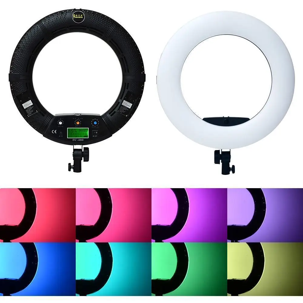 

RGB Ring Lights Lamp Kit 18inch 96W Photograthy Lighting 2700K-9990K Yidoblo FC-480II Video Studio Photo Light 95RA with Tripod