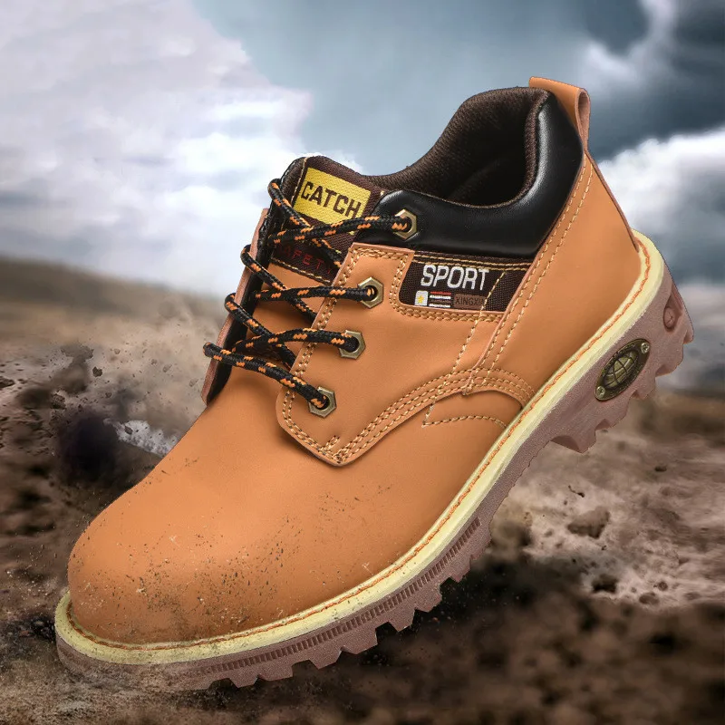 

men fashion steel toe caps working safety shoes original leather worker platform security shoe tooling safe low boots protection