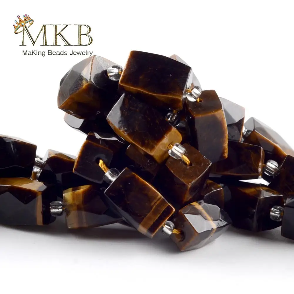 Бусины из натурального желтого тигрового глаза граненый камень кубовидная форма