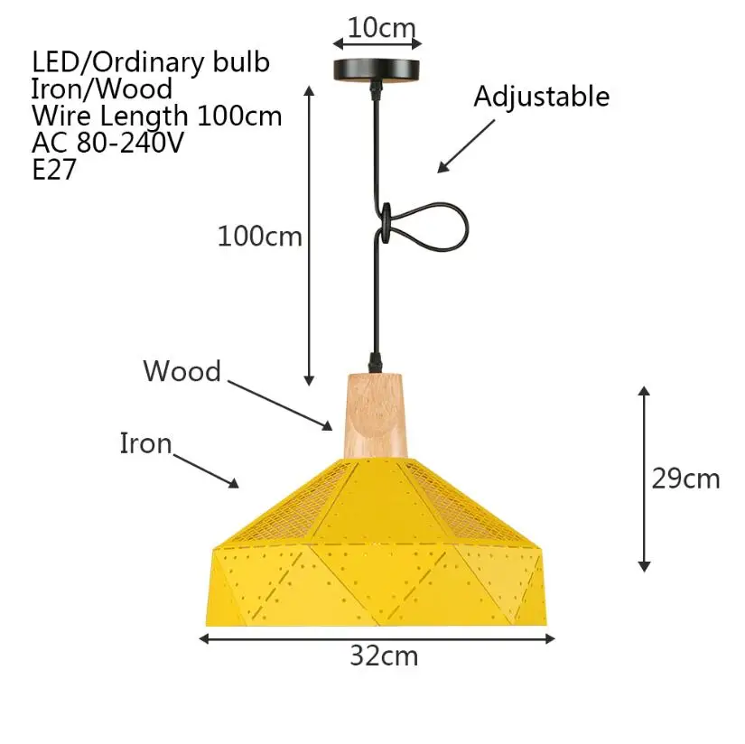 Современный Железный деревянный подвесной светильник в стиле арт-деко