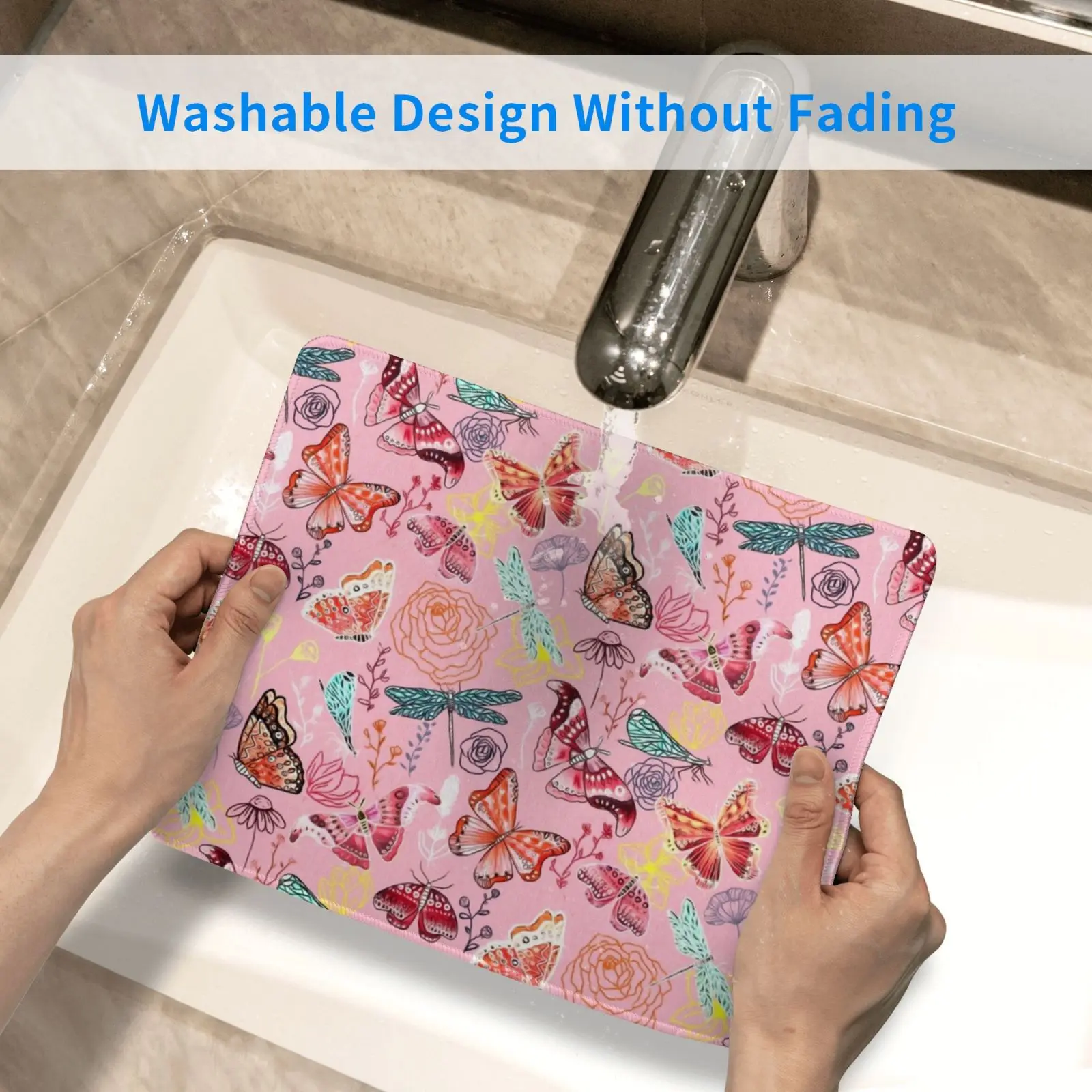 

Dragonflies , Butterflies , Moths And Floral Design On Millennial Pink Mouse Pad 650 Butterflies