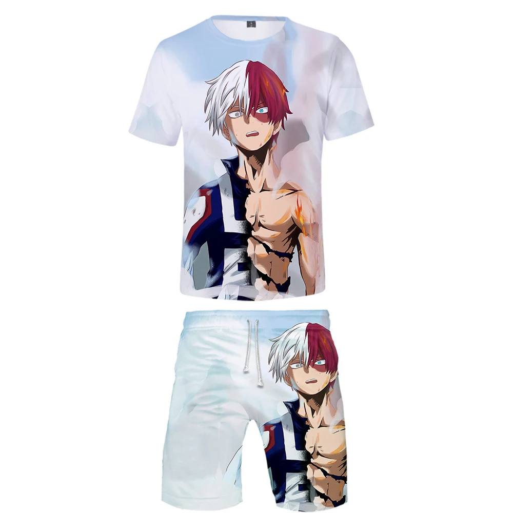 

Anime Boku No Hero Academia 3D Print Men's Tees Sets Hot Sale Tracksuit Two Piece Set T-shirt+Shorts Harajuku Clothes Plus Size