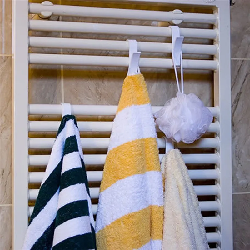 

6pcs White Hooks Creative Home Kitchen Shower Door Towel Hook Plastic Towel Hanger Storage Organizer High Quality All-match