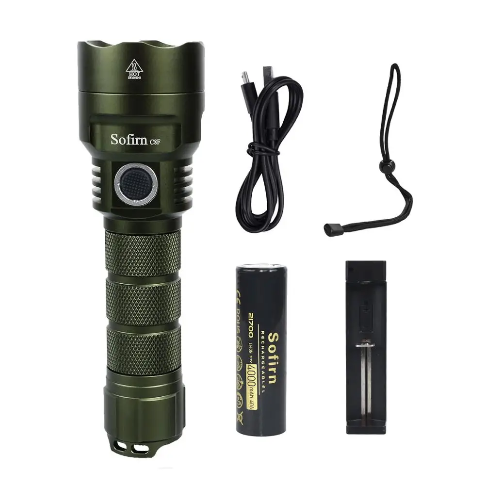 NEW Color Sofirn C8F LED Powerful Flashligh Cree XPL 3500ml Lantern 21700 Rechargeable Super Bright Torch Green Brown | Лампы и