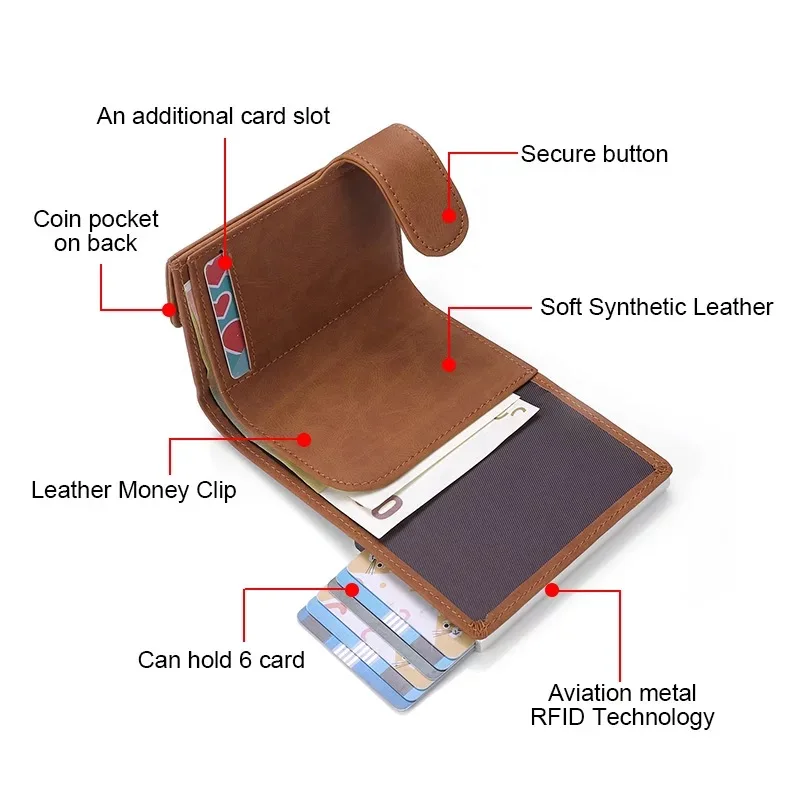 Rfid мужской держатель для кредитных карт кошельки из натуральной кожи