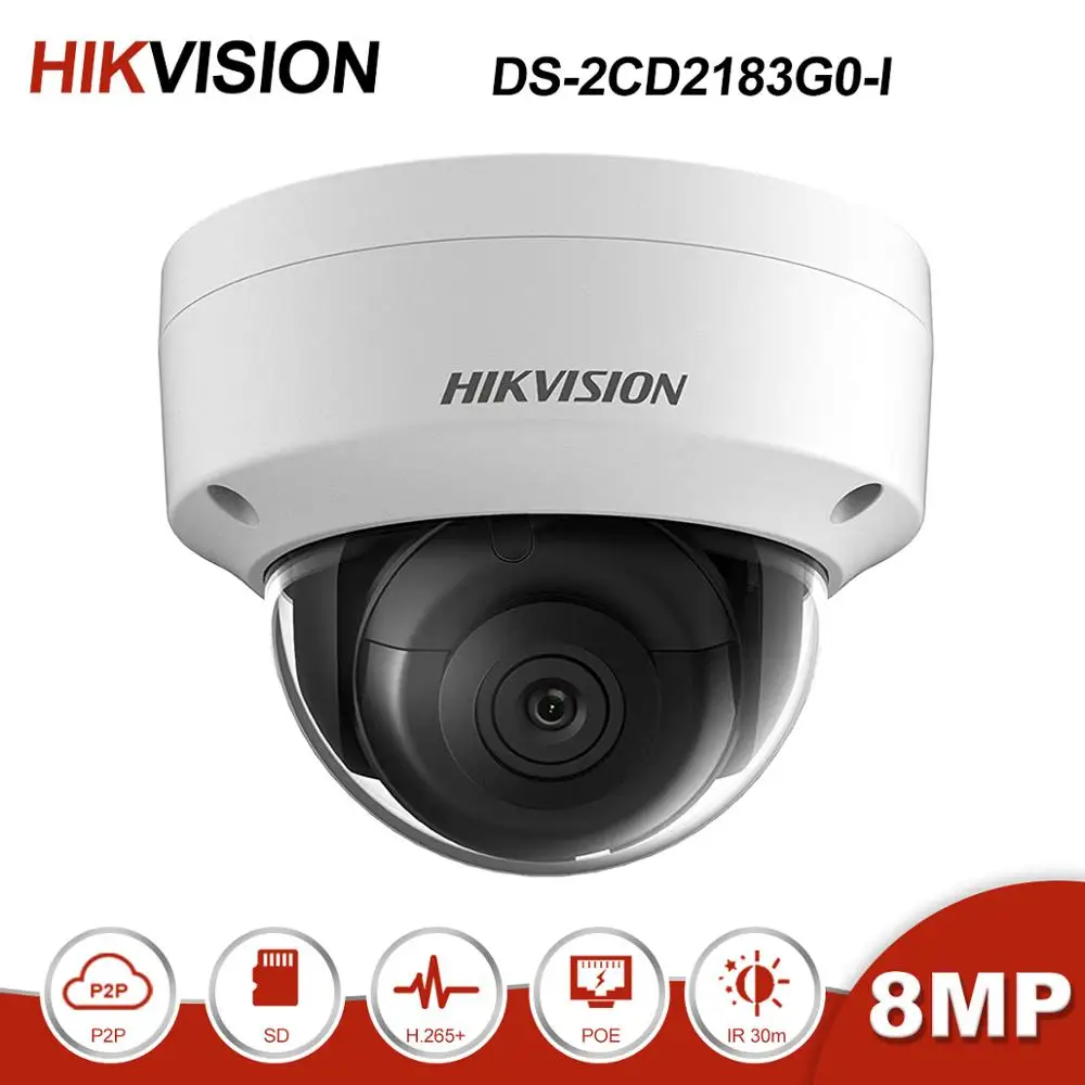 Hikvision 8MP POE ip-камера наружная DS-2CD2183G0-I HD Сеть 4K Купольные Камеры видеонаблюдения Micro SD карта 3D DNR WDR поддержка