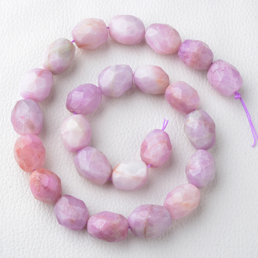 

13X17mm Natural Genuine Purple Kunzite Hand Cut Faceted Nugget Loose Beads
