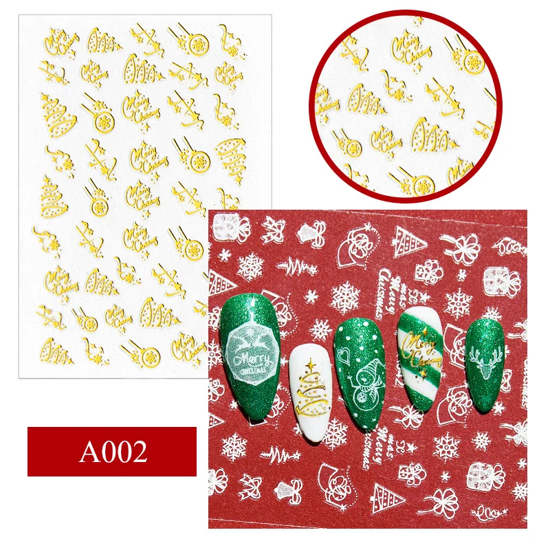 T-TIAO CLUB Gold White 3D Nail Sticker Flower Metalic Paste Beauty Art Decorations Manicure Nails Decal DIY Tips Christmas | Красота и