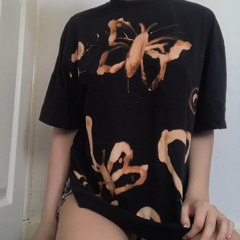 

Tie Dry Butterfly Print Women Tshirt Women Casual Summer Short Sleeve T Shirt Ladies Basic Y2K 90s Black Tee Shirts