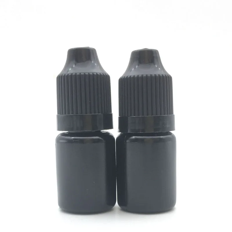 

50pcs Empty 5ml Black Bottles PE Easy Squeeze Plastic Dropper Vial With Childproof Cap E Liquid Needle Jar