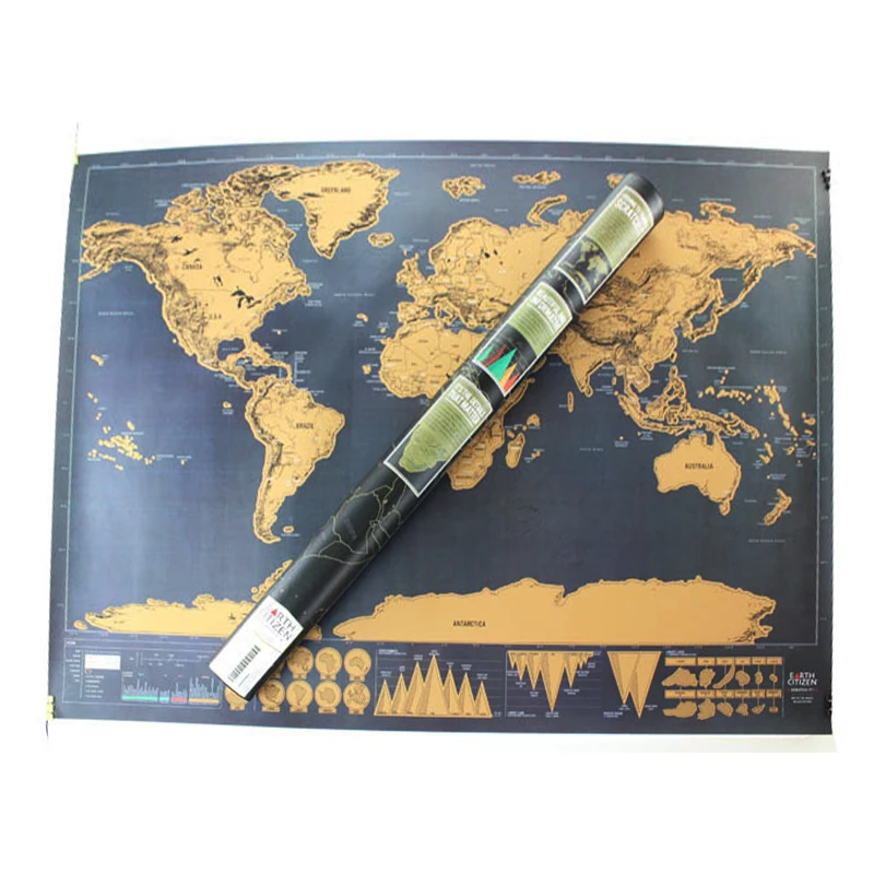 Настенные стикеры OIMG персонализированная карта мира стираемый черный цвет