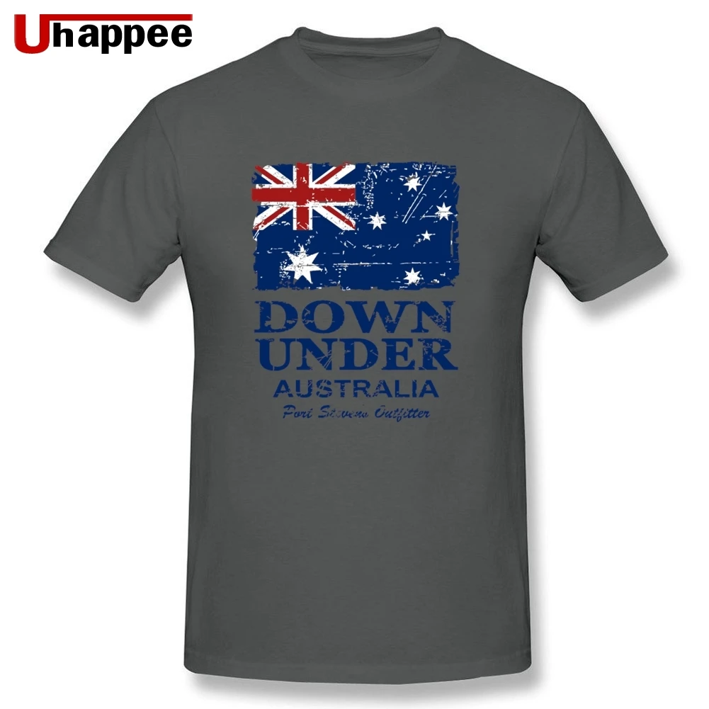 Cool Tees Vintage Australia Flag Men's Style Couple Custom Tee Shirts Short Sleeve Premium Cotton Crew Neck | Мужская одежда