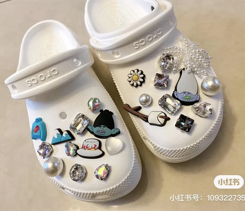 

Аксессуары для обуви Croc Hole Xiaohongshu, Белый Стразы, драгоценный камень, пряжка, съемный самодельный орнамент для обуви