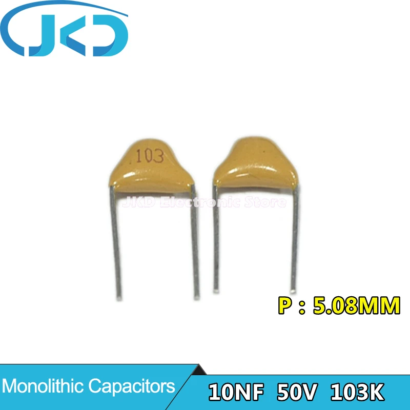

100Pcs 50V 0.01UF 103 10NF Monolithic Ceramic Capacitor