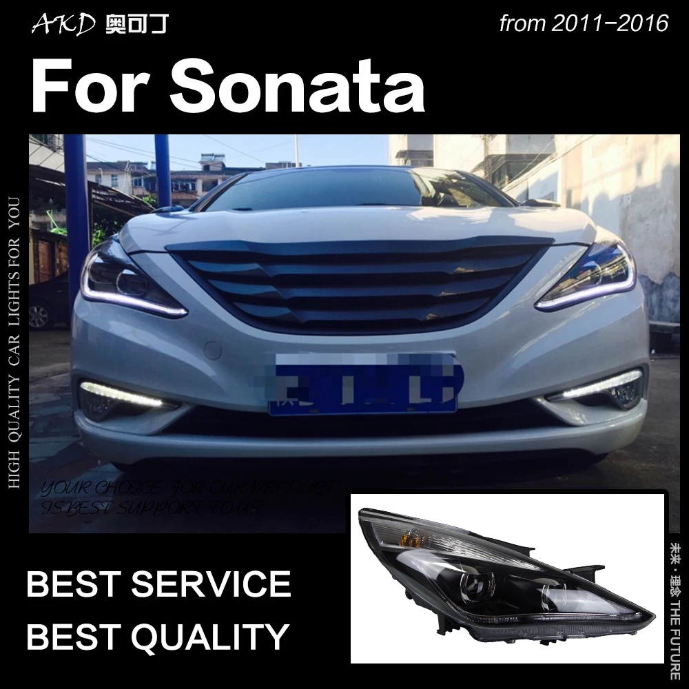 AKD автостайлинг фара для Hyundai Sonata фары 2011 2016 светодиодный ная DRL Hid Биксеноновые