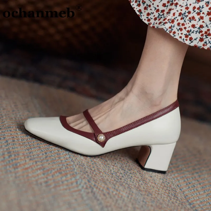 

Ochanmeb, большие размерыы вплоть до 43 женщины Натуральная настоящая коровья натуральная кожа толстая высокая обувь на каблуке женщина с узким...