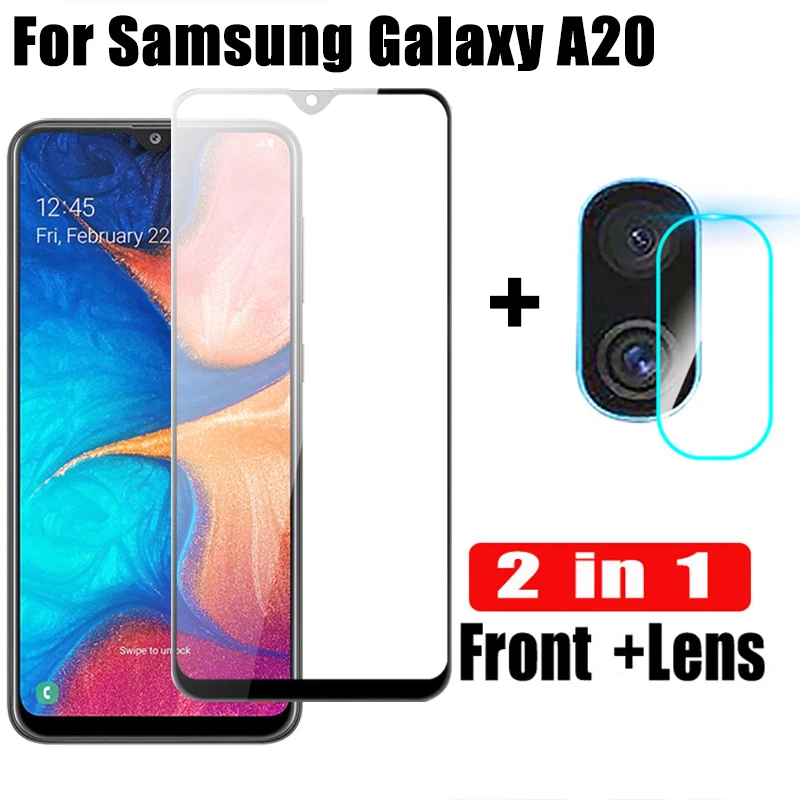 2 в 1 для samsung Galaxy A20 протектор экрана sansung Защитная стеклянная камера защитная