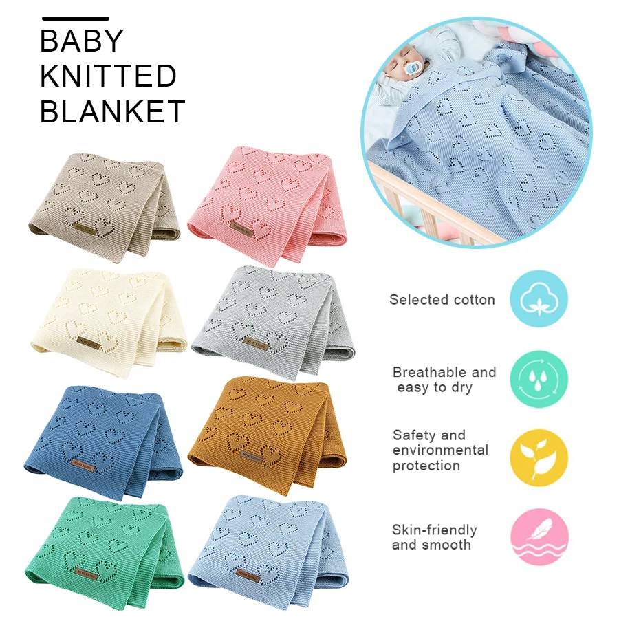 Полотенце для новорожденных вязаное одеяло детское теплое мягкое Пеленальное