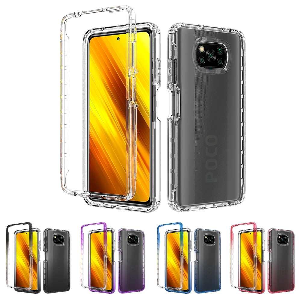 

For Redmi 9A 10 9C Case 2 IN 1 Clear Phone Case For Redmi Note 9 9T Note 8 Pro Mi 10T Lite Poco X3 NFC Redmi Note 10 Pro Cover