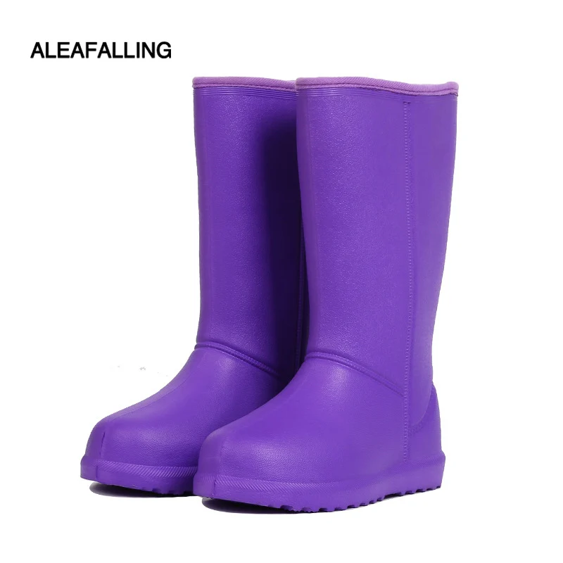 Сапоги Aleafalling женские резиновые модные однотонные теплые водонепроницаемые