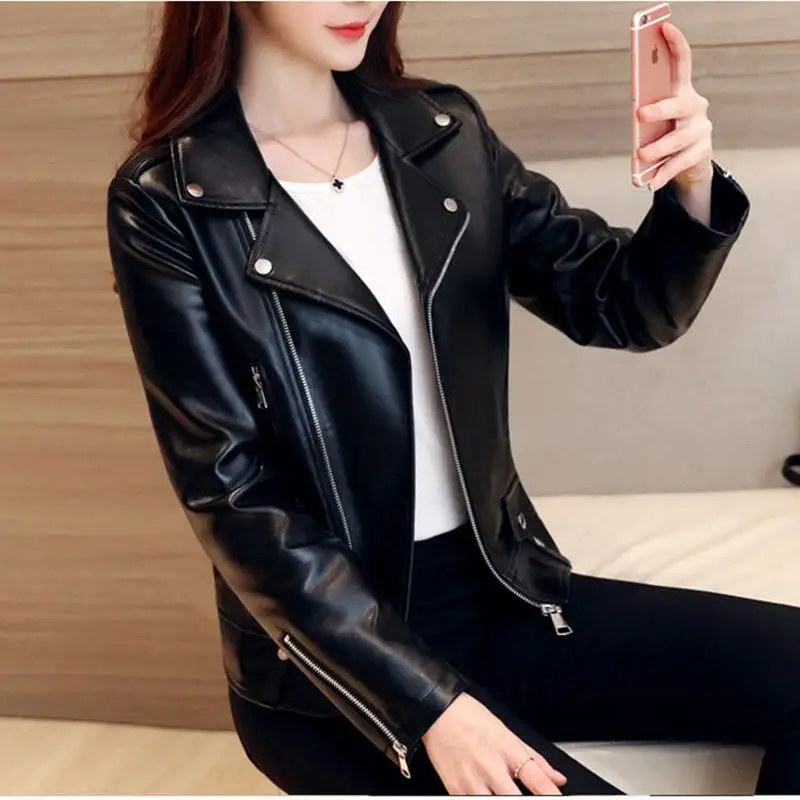 Модная кожаная куртка женское кожаное пальто женские куртки весна Зима 2021