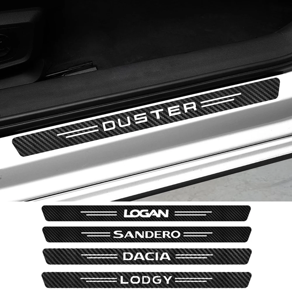 4 шт. порога наклейки для Dacia Duster Logan Sandero Lodgy Углеродные волоконные автомобильные