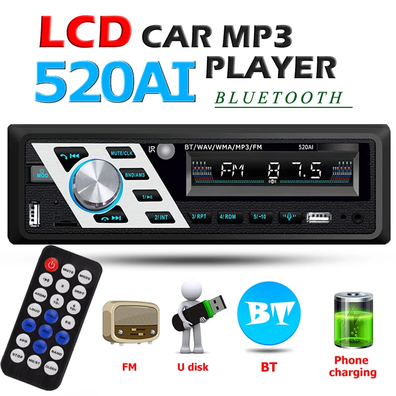 Автомобильный радиоприемник Bluetooth 4 2 24 В OLED U-диск USB цветная Кнопка MP3 плеер FM