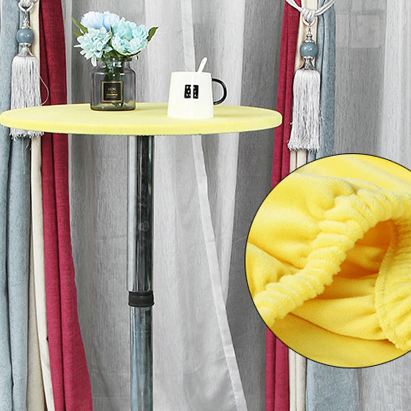 Круглая бархатная скатерть эластичная облегающая с круглыми краями защита стола