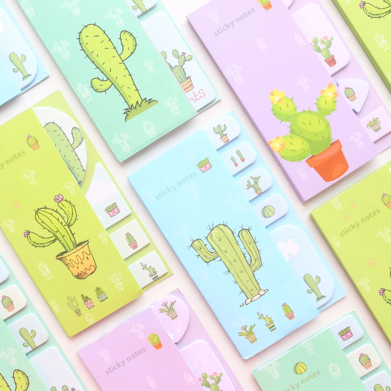 Domikee милый мультяшный рисунок кактуса для школьников самоклеющиеся блокноты