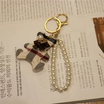 Новинка модный брелок ручной работы в клетку с медведем аксессуары из ткани