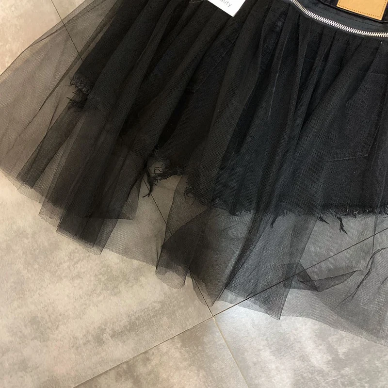 

SISPELL Patchwork Mesh Zipper Denim Shorts For Female High Waist Slimming Removable Women's Sexy Shorts Fashion Streetwear 2021