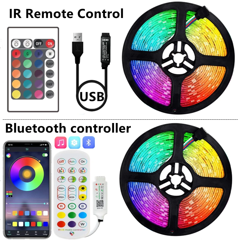 Светодиодная лента 1-30 м USB Bluetooth 5050 RGB SMD 5 В постоянного тока | Лампы и освещение