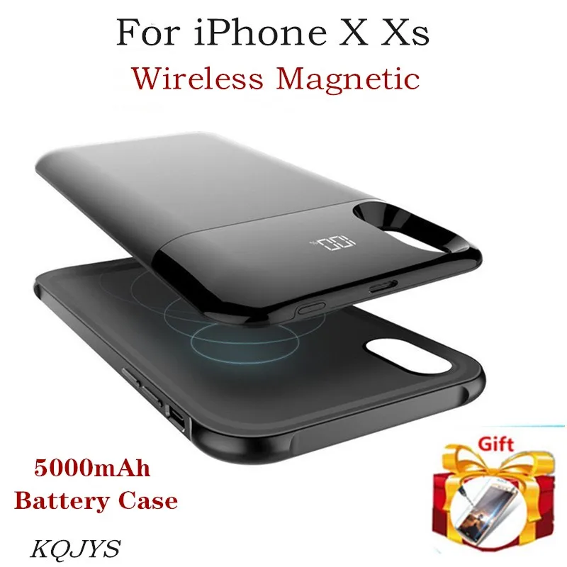 Чехол KQJYS 5000 мАч для беспроводной зарядки аккумулятора iphone X Xs чехол Магнитный